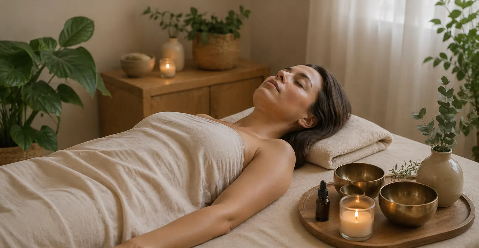 Aromatherapie-Auszeit in ruhiger, warmer Spa-Umgebung